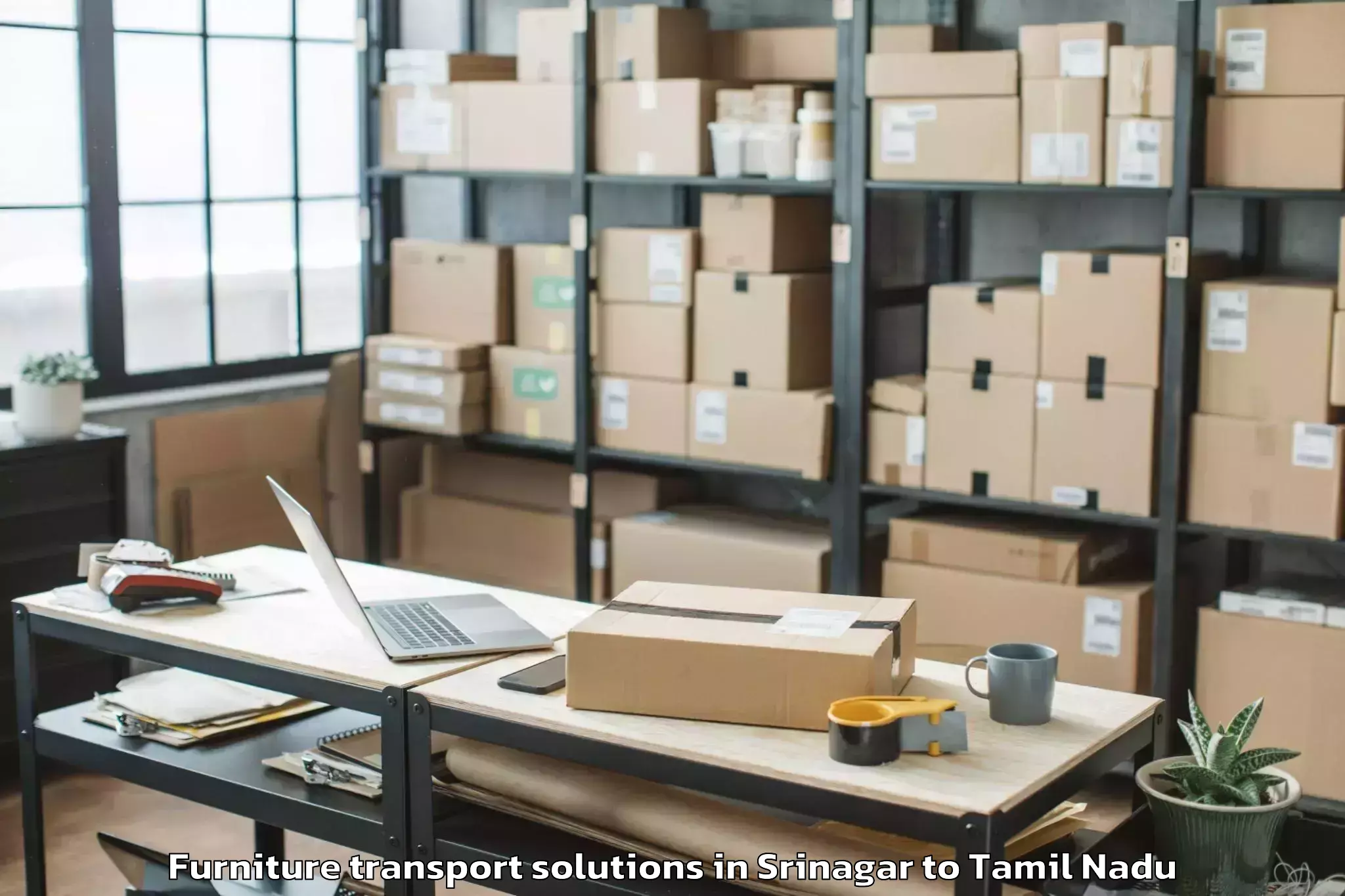 Quality Srinagar to Cumbum Furniture Transport Solutions